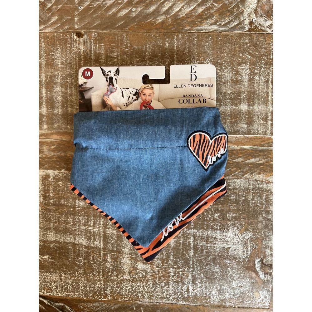 Dog Bandana &‎ Collar set- Ellen Degeneres Tiger stripe bandana  set size Medium